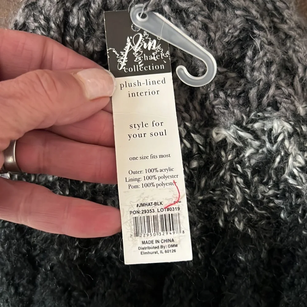 Jack & Missy Plush Lined Pom Pom Hat-NWT
